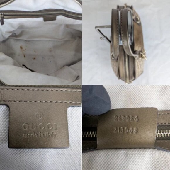 Auth Gucci GG Lurex Heart Bit Canvas Handbag Brown/Bronze Made in Italy - Picture 4 of 13